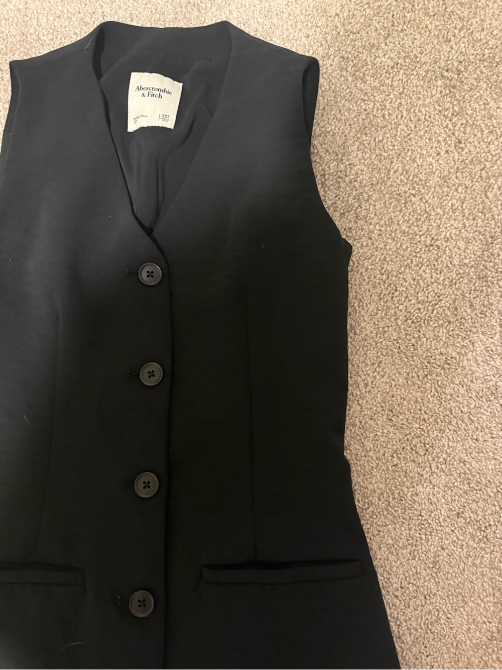 Abercrombie & Fitch Black Sleeveless Button-Front Midi Dress - Picture 3 of 5